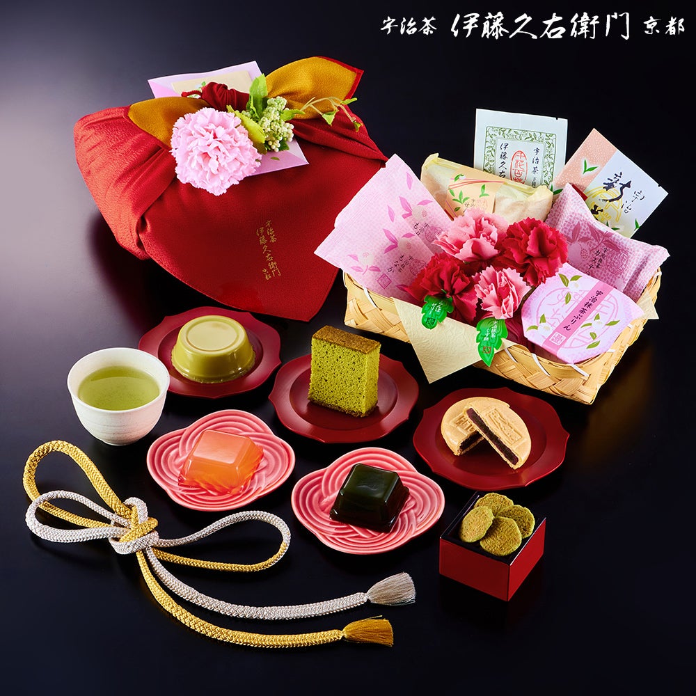 完売間近】摘みたて新茶入り 花咲く竹かごセット2026【翌日お届け可